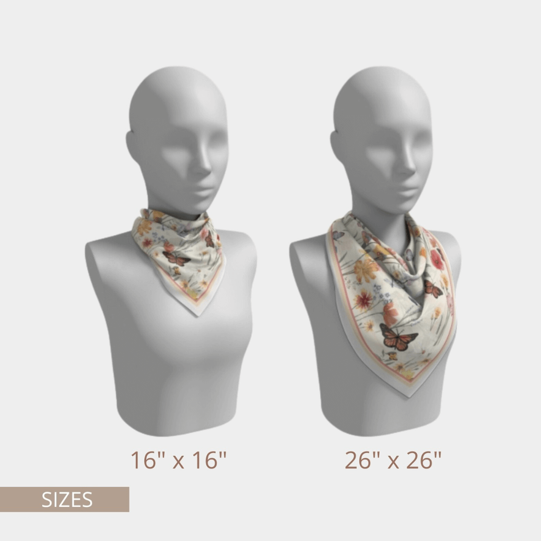 Colorful Botanical Wildflowers Silk SCARF from Blue Water Songs size 26"x26"