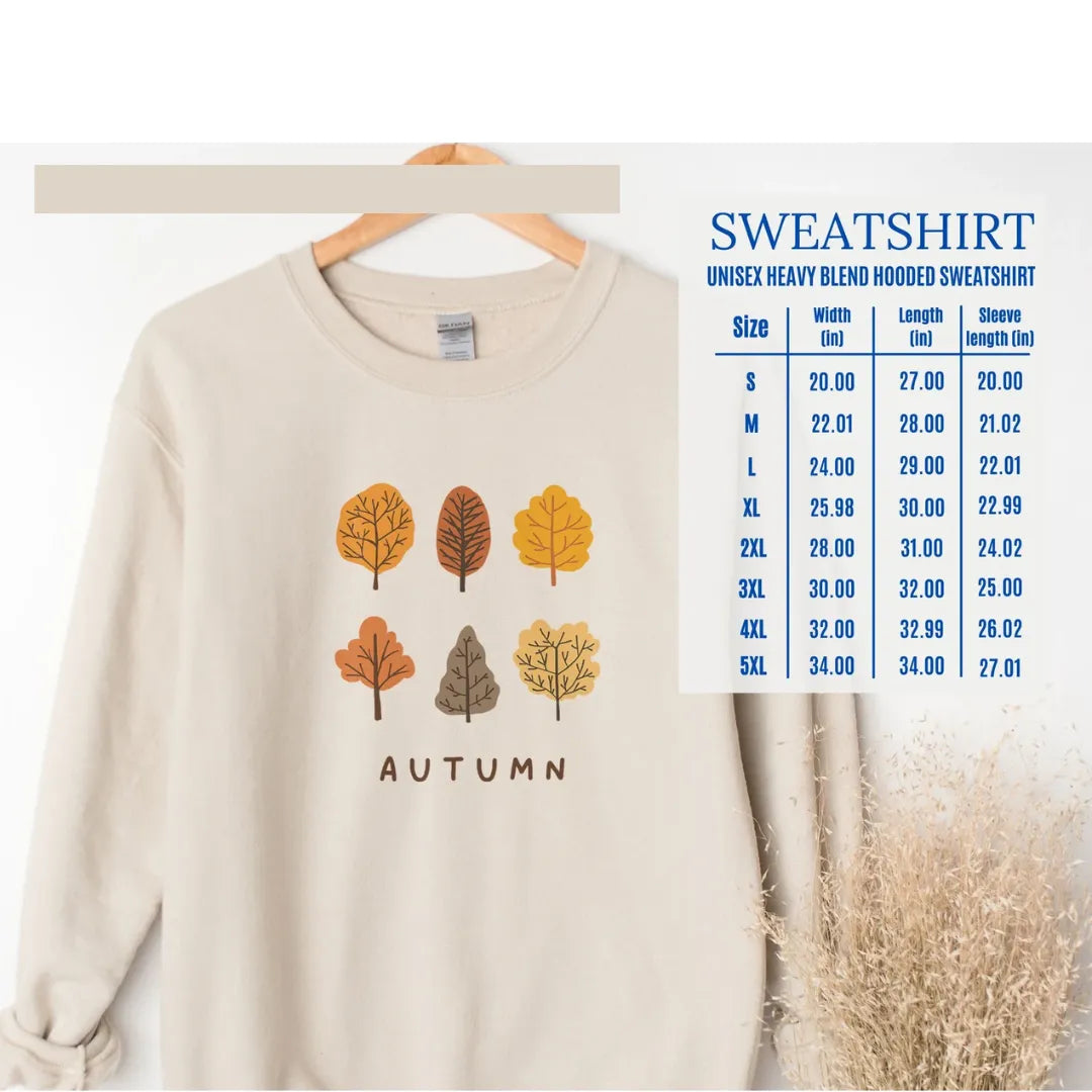 sizes of Minimalist Autumn Trees SWEATSHIRTS