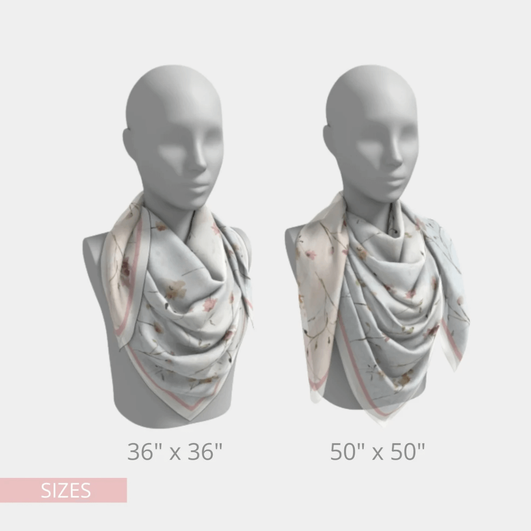 size 36"x36" and 50"x50" pink square scarves from Blue Water Songs