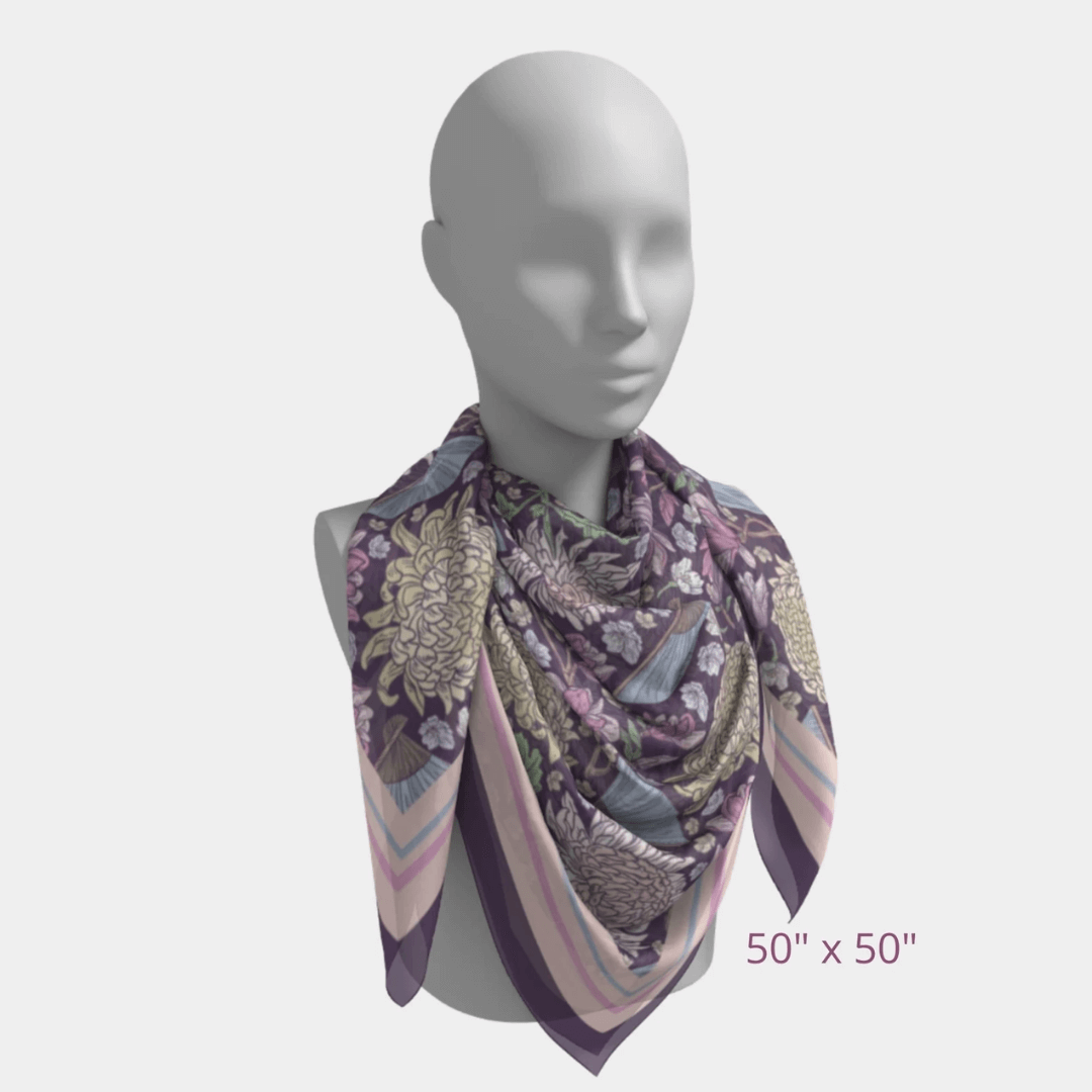 size 50"x50" Pink and Purple Square Scarf from Blue Water Songs