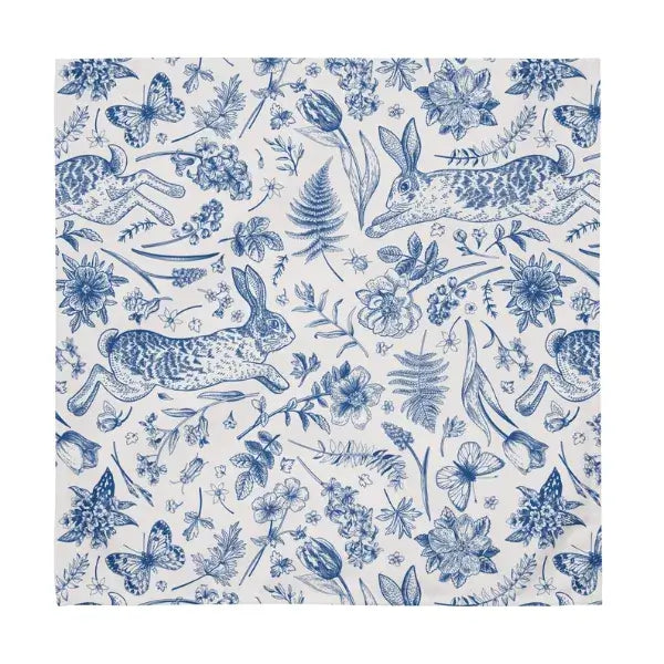 Bunnies, Butterflies and Flowers Botanical Floral Cloth NAPKIN from Blue Water Songs