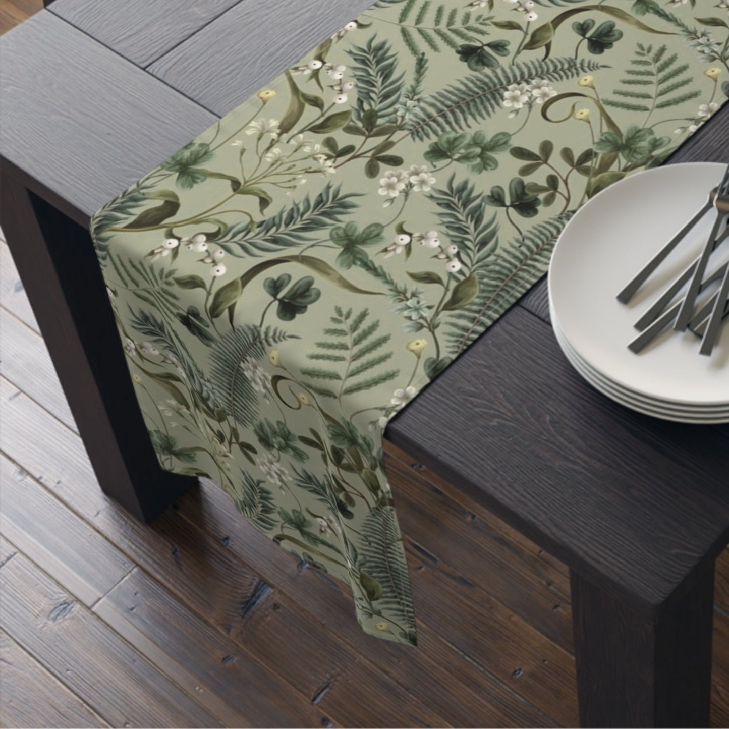 Coureur de table botanique vert d’été| ÉTÉ24PA06_TBR06