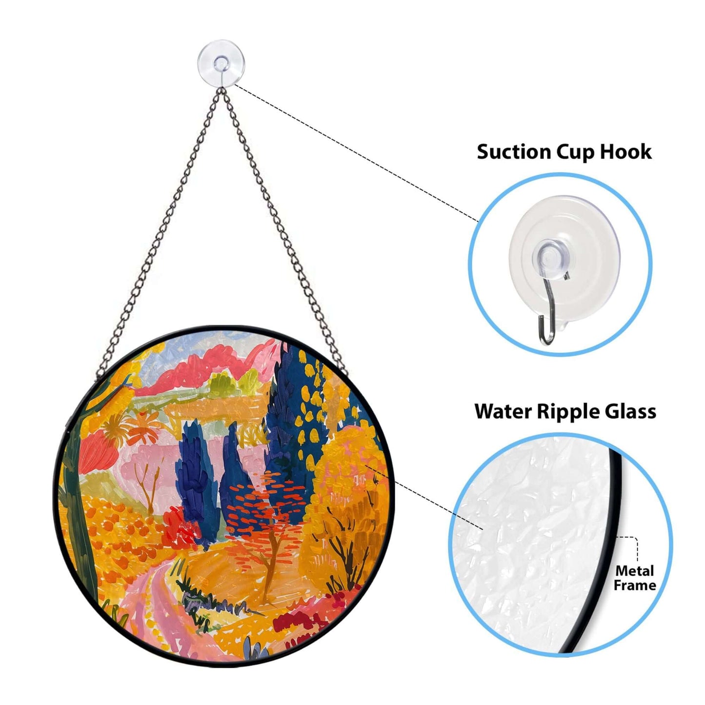 Autumn Golden Path Printed Glass Art | Window Hanging