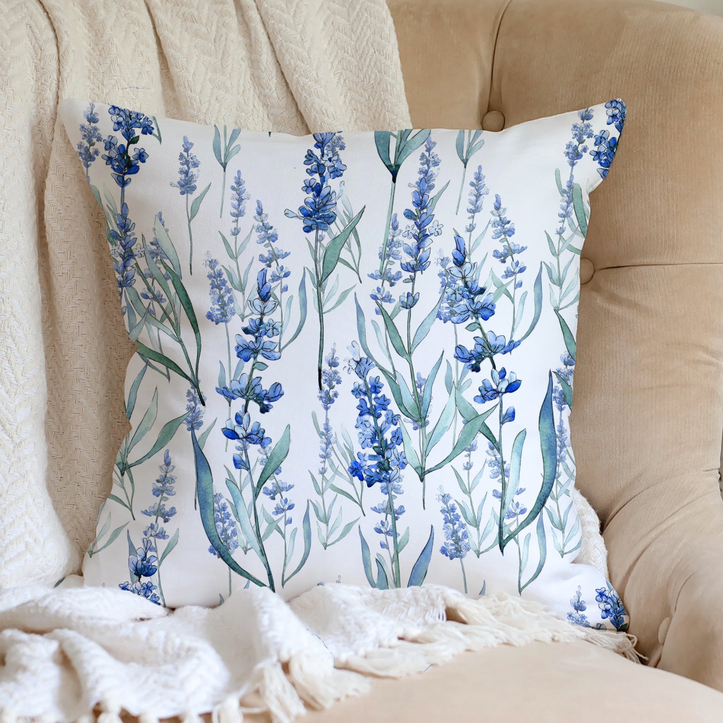 Aquarelle Bleu Lavande OREILLER &HOUSSE | RESSORT24PLW12