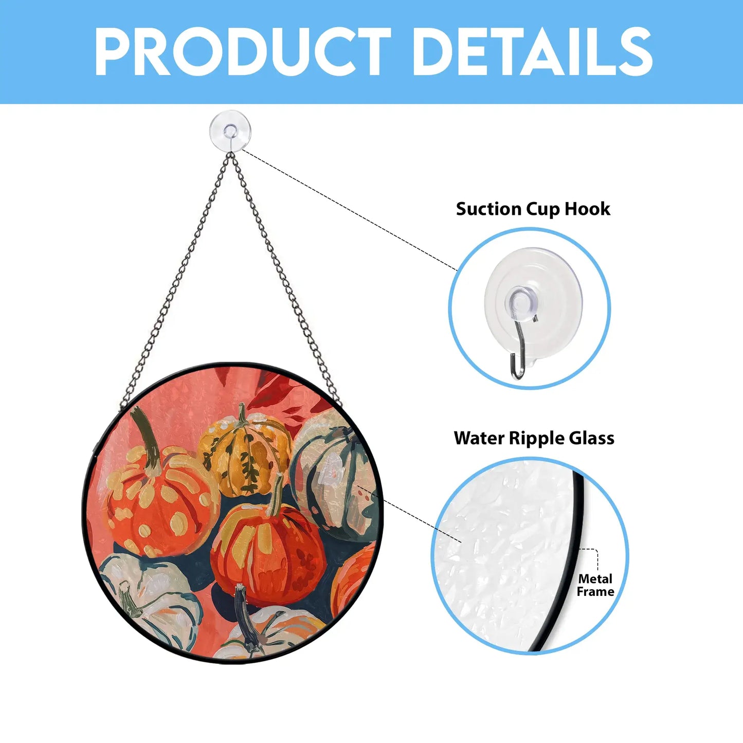 Autumn Pumpkins Printed Glass Art | Window Hanging