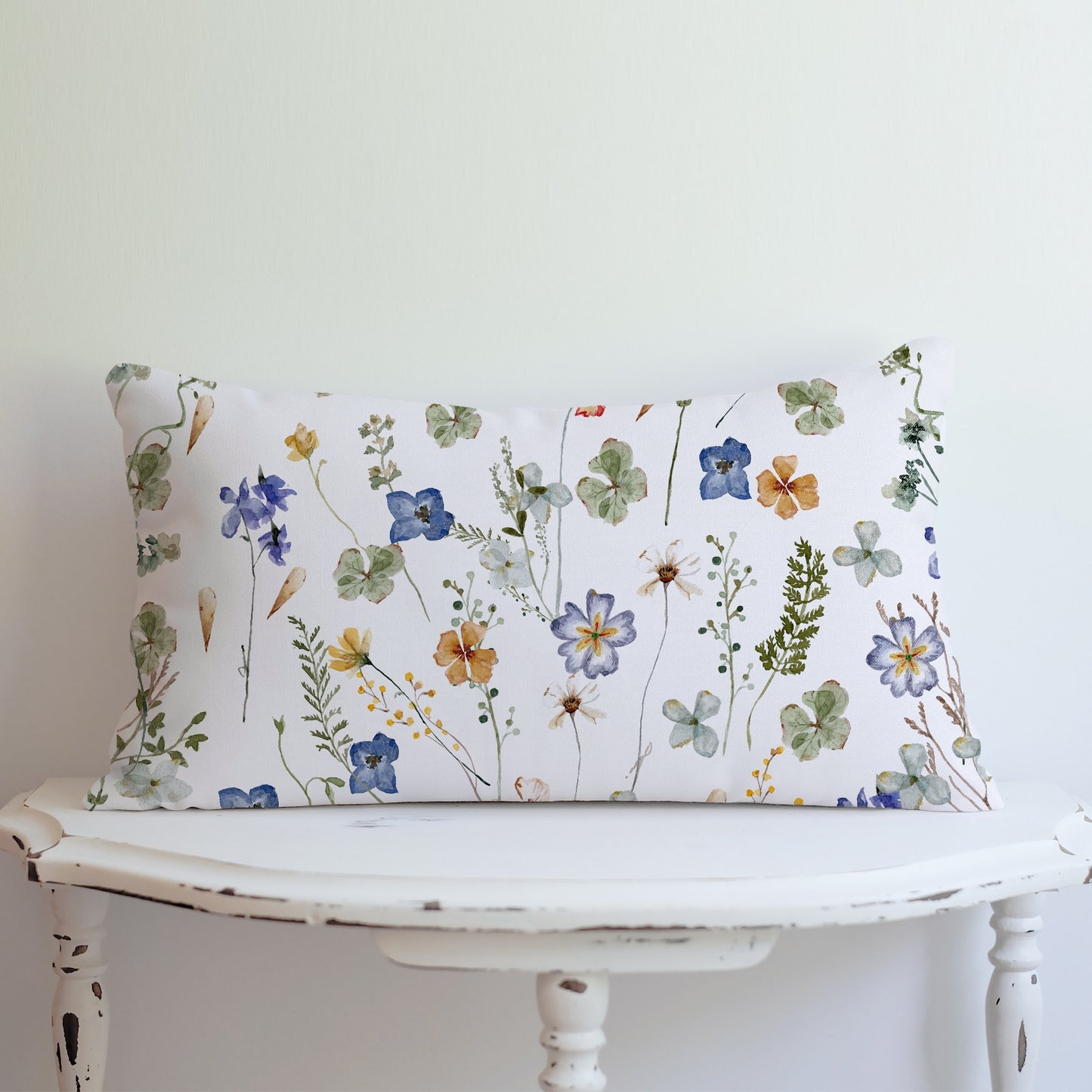 Watercolor Green Wildflowers PILLOW & COVER | SPRING SUMMER DECOR