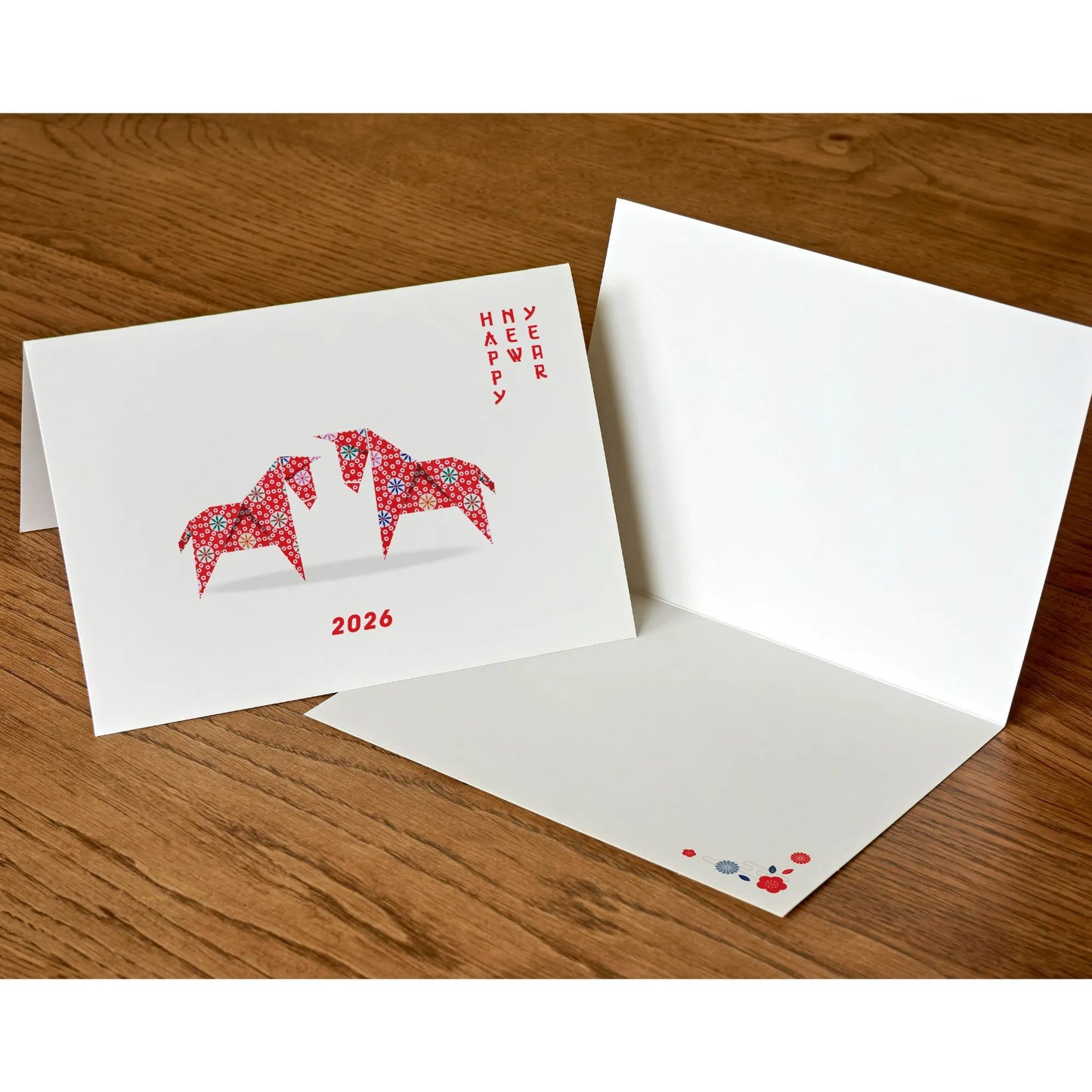 Red Origami Horses Lunar New Year Card | Greeting Card