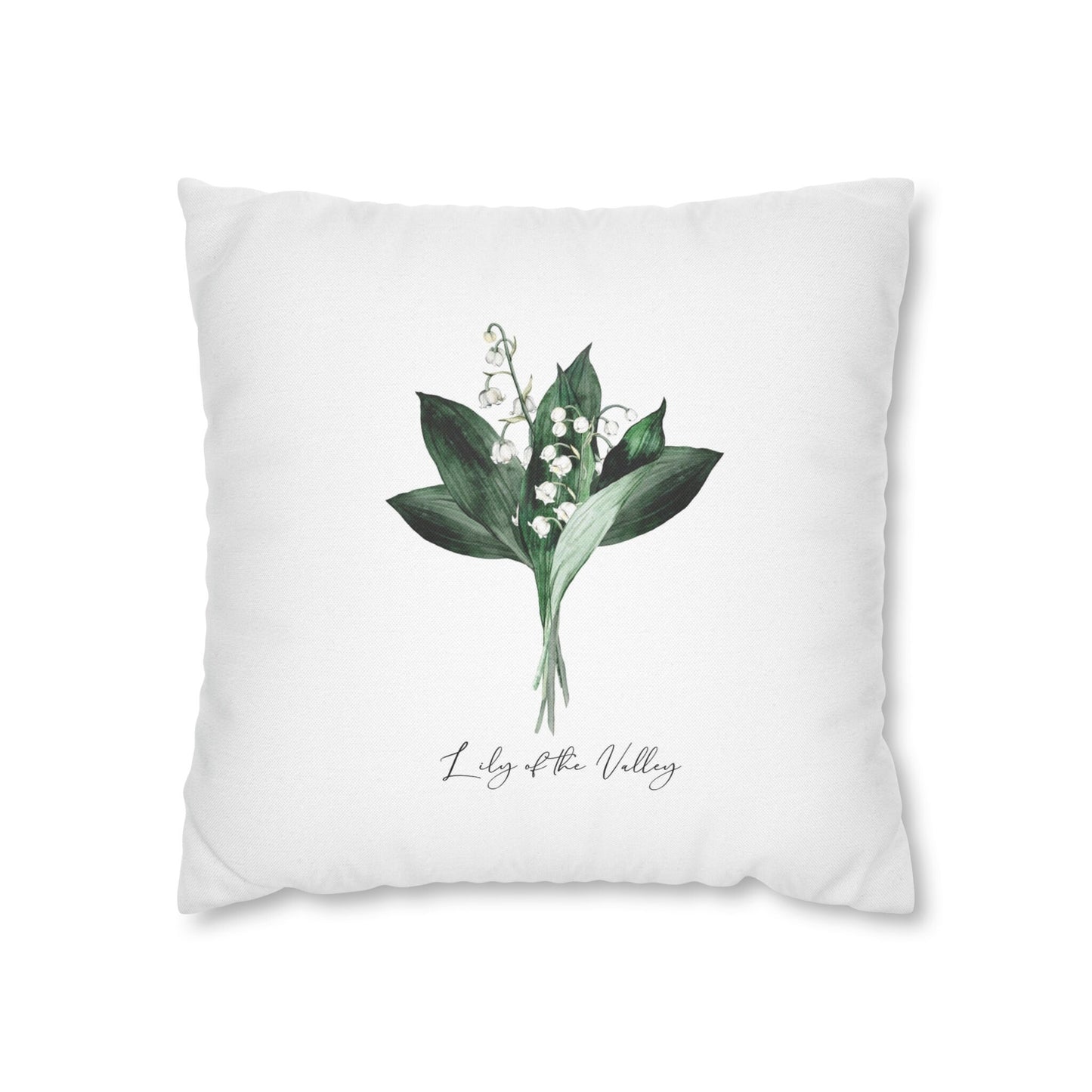 Lily of the valley throw pillow. Floral design decorative pillow with botanical illustration.