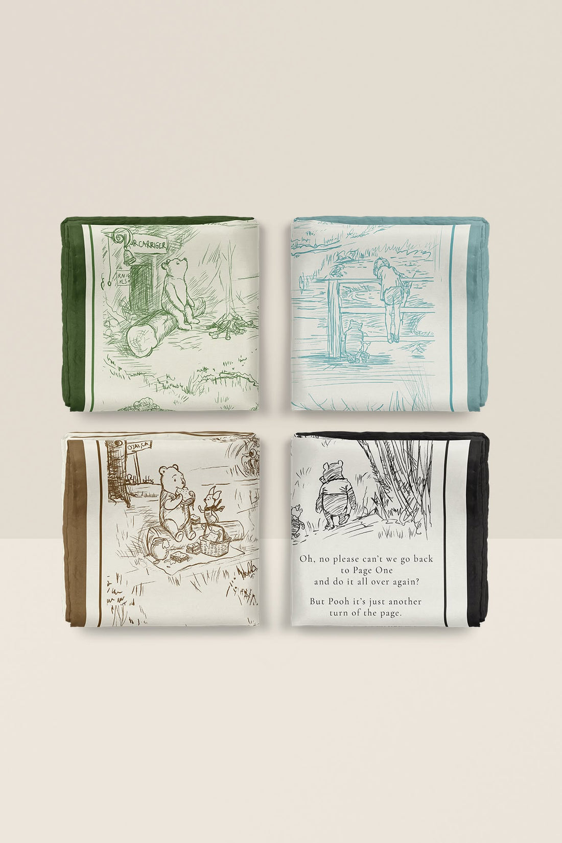 Winnie-the-Pooh inspired custom silk scarf with personalized story illustrations