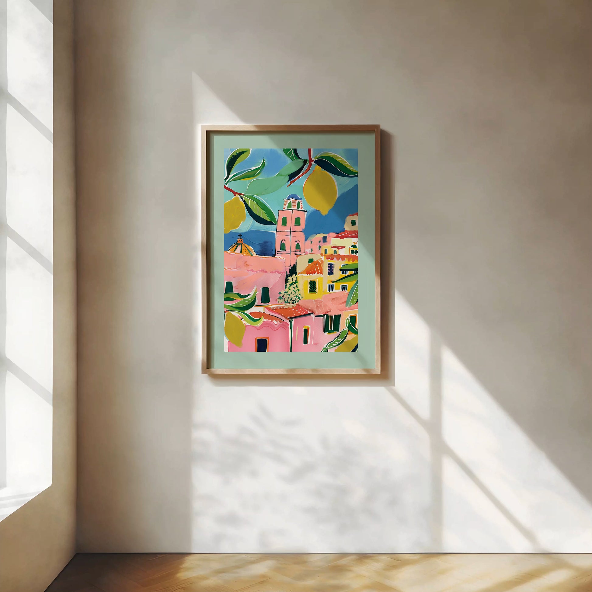 Italy summer Pink Green Art Print - DIGITAL DOWNLOAD