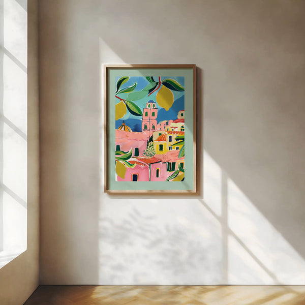 Italy summer Pink Green Art Print - DIGITAL DOWNLOAD