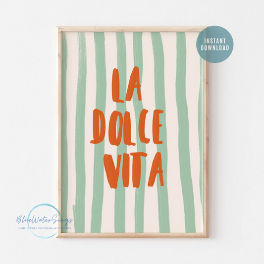 Green La Dolce Vita wall art from Blue Water Songs