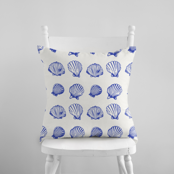 Coquillage aquarelle bleu OREILLER et COUVERTURE | SUMMER24PLW09_ coquillage