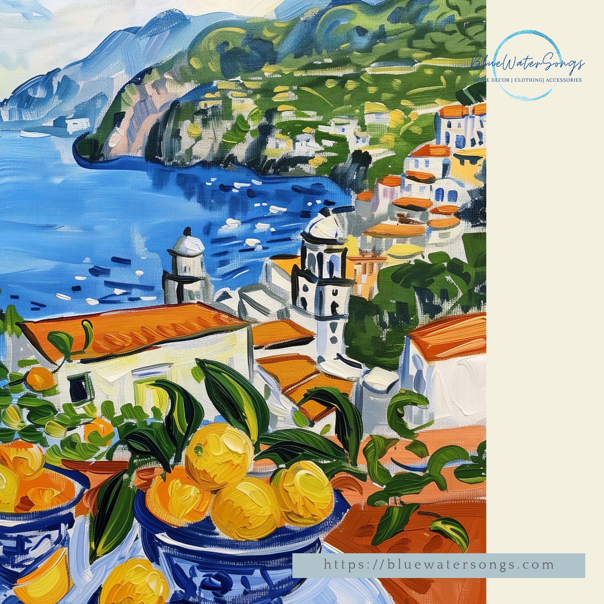 Blue Water Songs Eclectic Summer Costiera Amalfitana Art Print - DIGITAL DOWNLOAD 
