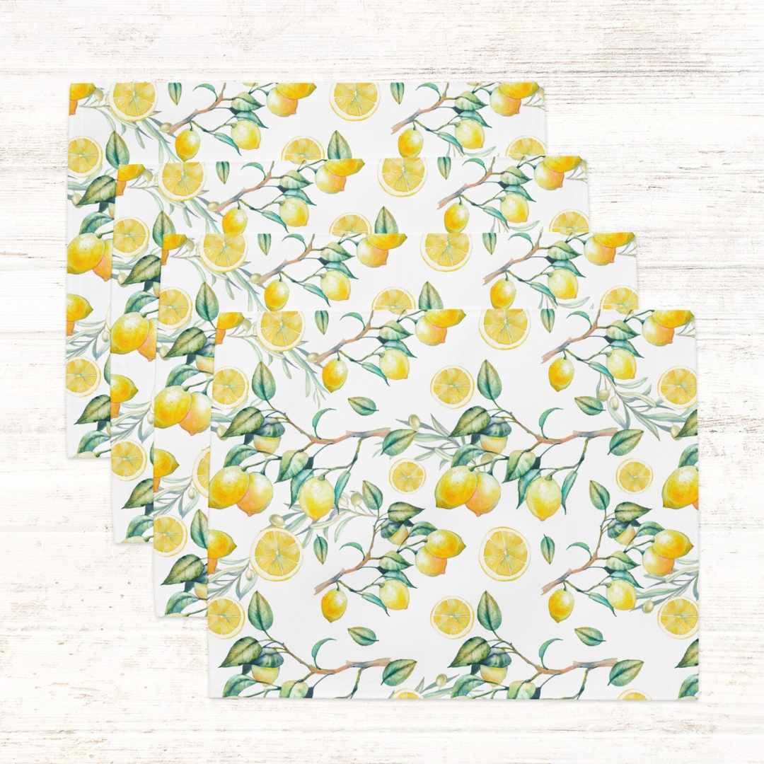 set of 4 placemats with lemon pattern from Blue Water Songs