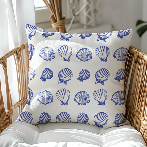 Blue Watercolor Seashell Coastal PILLOW & COVER | SUMMER24PLW09_ seashell