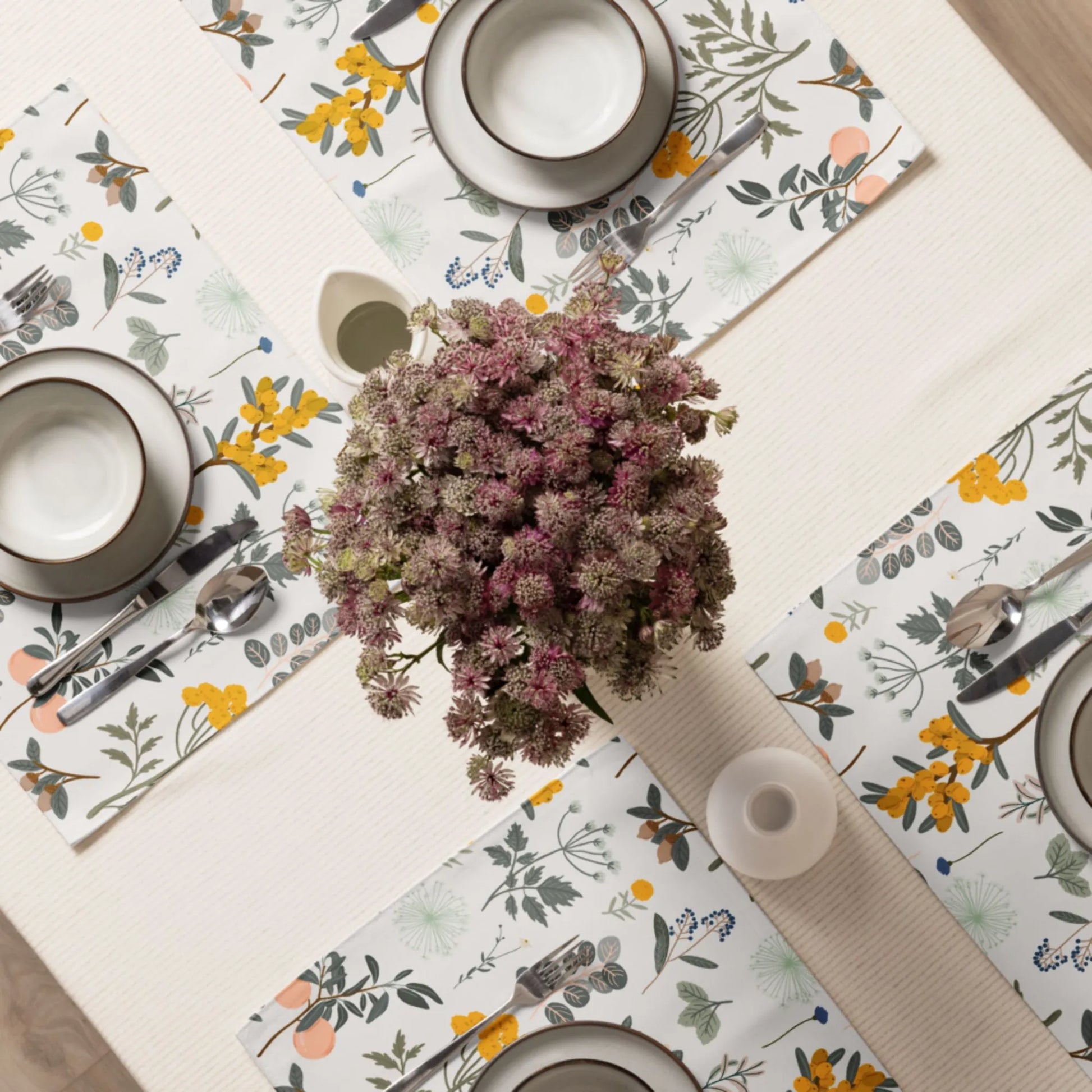 thanksgiving dining table settings with Autumn Botanical PLACEMATS from Blue Water Songs