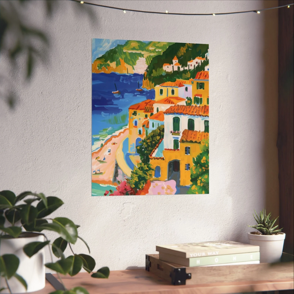 Amalfi Coast Italy Summer Matte Printed Poster sticked on white wall