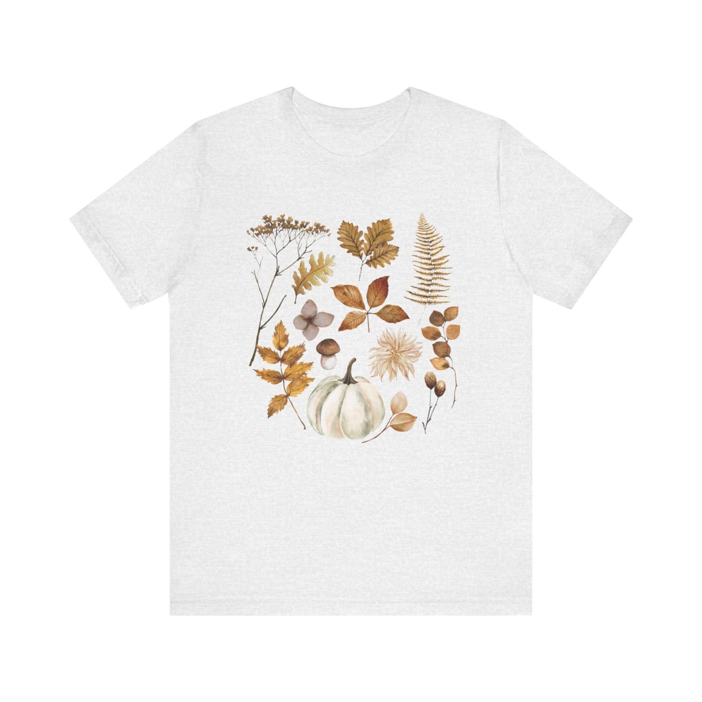 Fall Leaves and Pumpkin T-SHIRT - Ash color