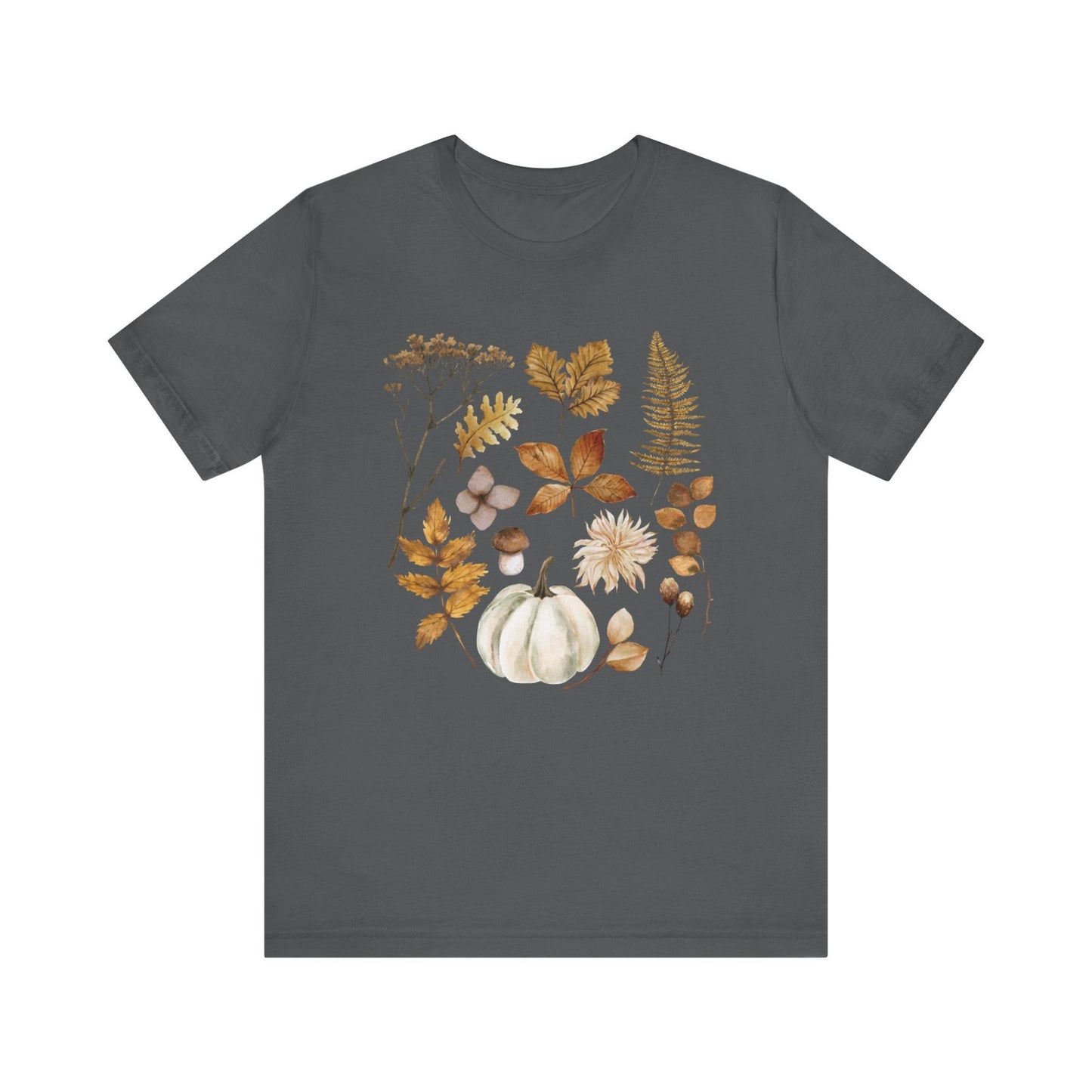 Fall Leaves and Pumpkin T-SHIRT from Blue Water Songs - Asphalt color