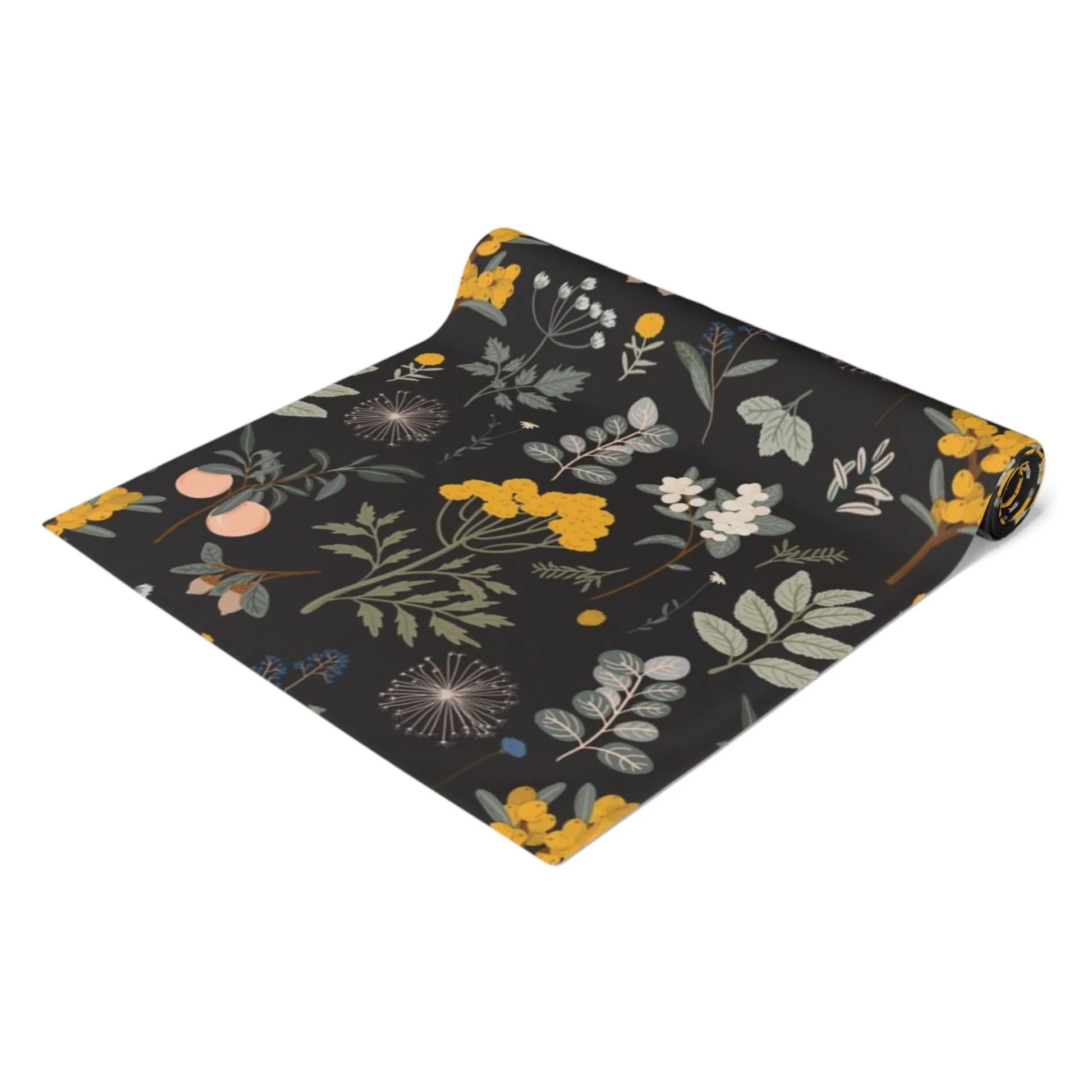 Autumn Botanical black TABLE RUNNER from Blue Water Songs 