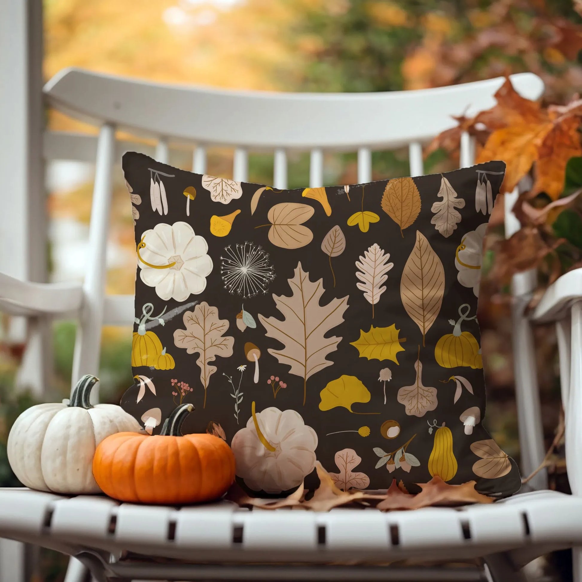  Pumpkin, Leaves Fall dark brown PILLOW from Blue Water Songs