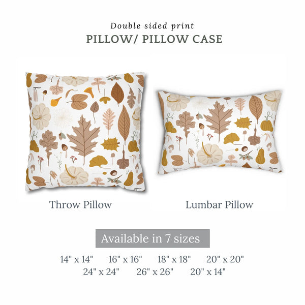 sizes of  Pumpkin, Leaves Fall PILLOWs from Blue Water Songs