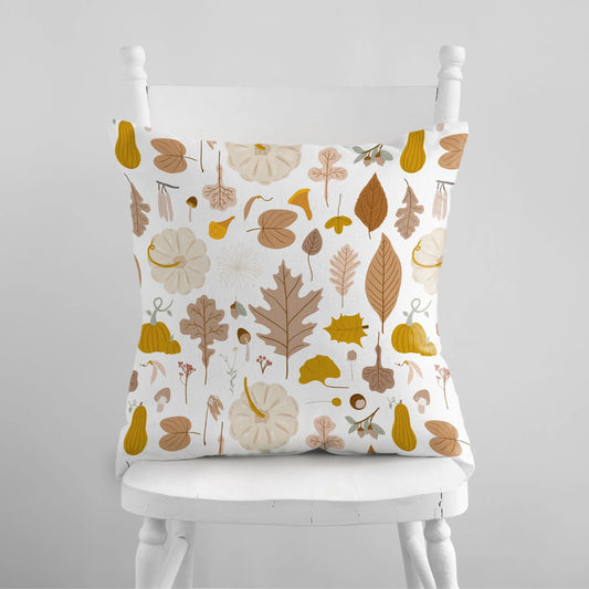  Pumpkin, Leaves Fall PILLOW from Blue Water Songs on white chair