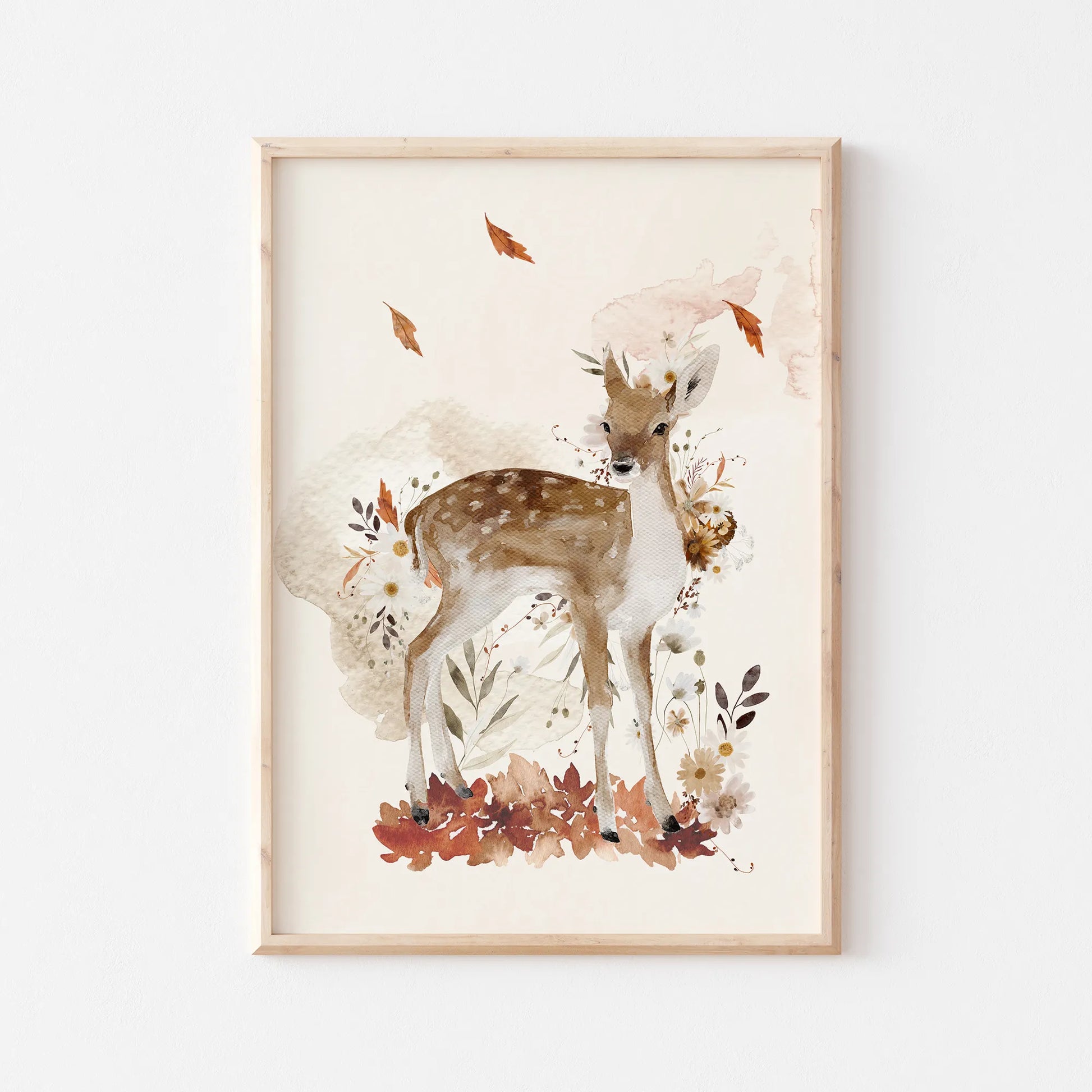 Watercolor Fall Deer Print art from Blue Water Songs 