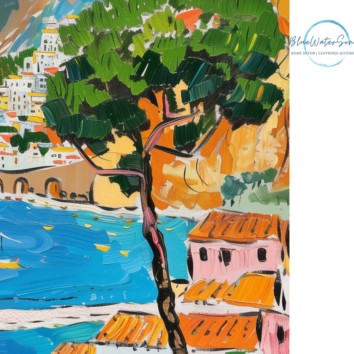 Impression d’art côtier d’été éclectique d’Italie - TÉLÉCHARGEMENT NUMÉRIQUE | ÉTÉ24POT016