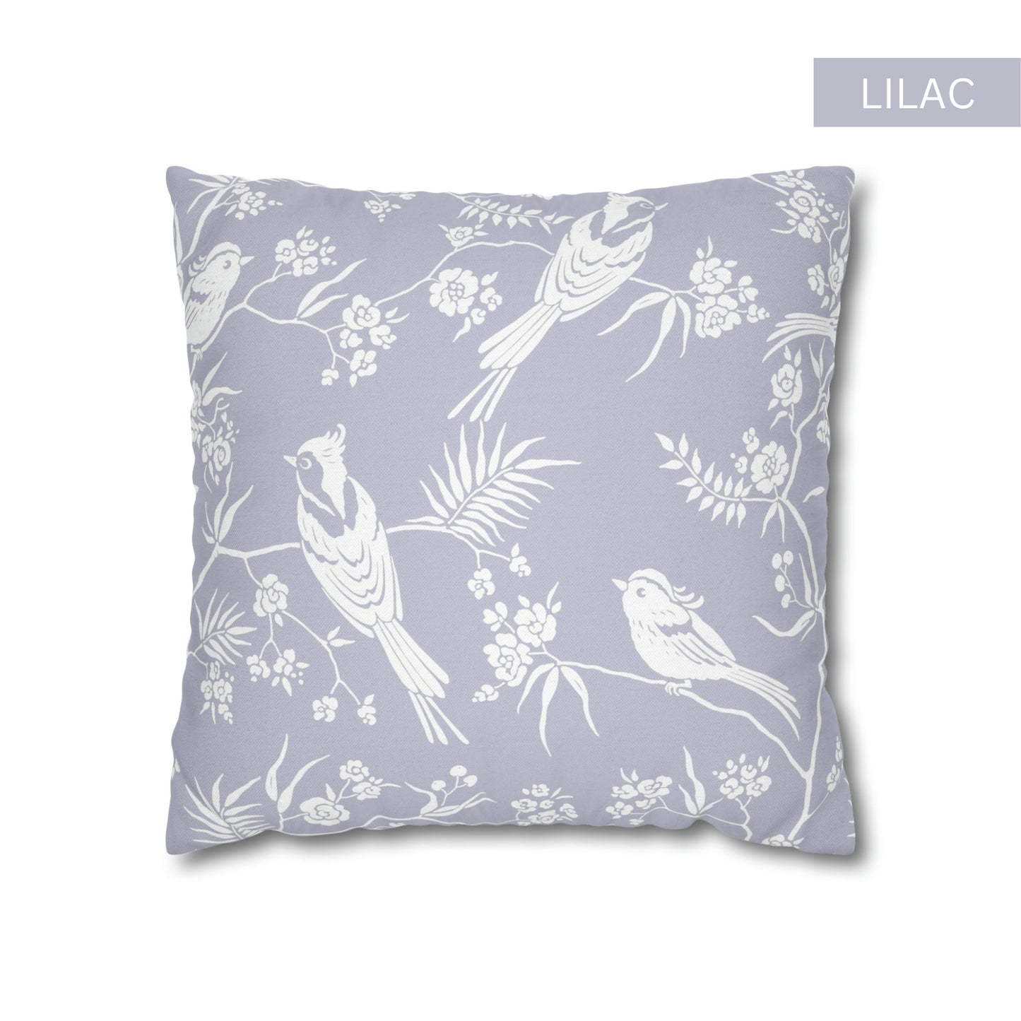 Oiseaux bleus et fleurs OREILLER ET HOUSSE - DÉCOR PRINTEMPS ORIENTAL