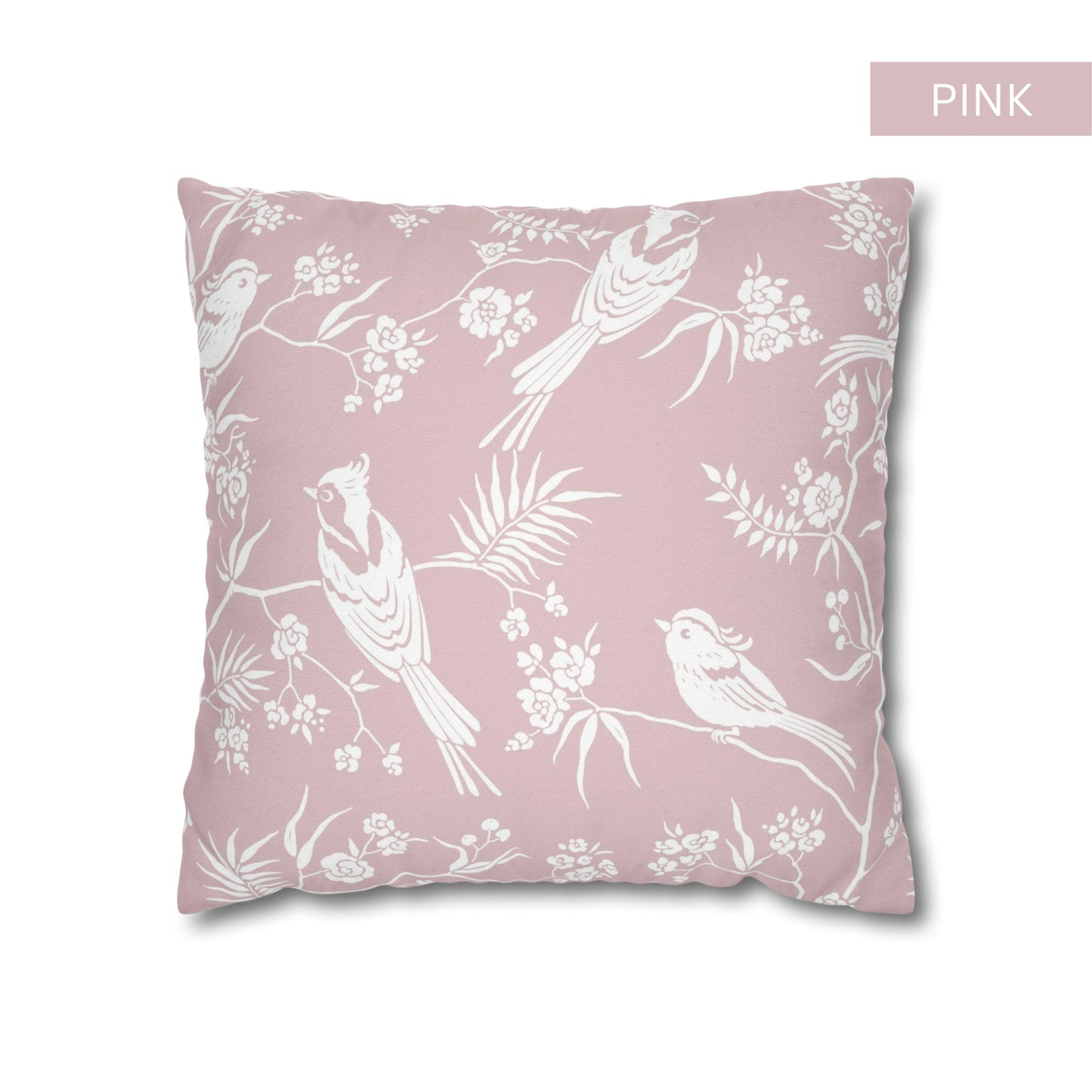 Oiseaux bleus et fleurs OREILLER ET HOUSSE - DÉCOR PRINTEMPS ORIENTAL