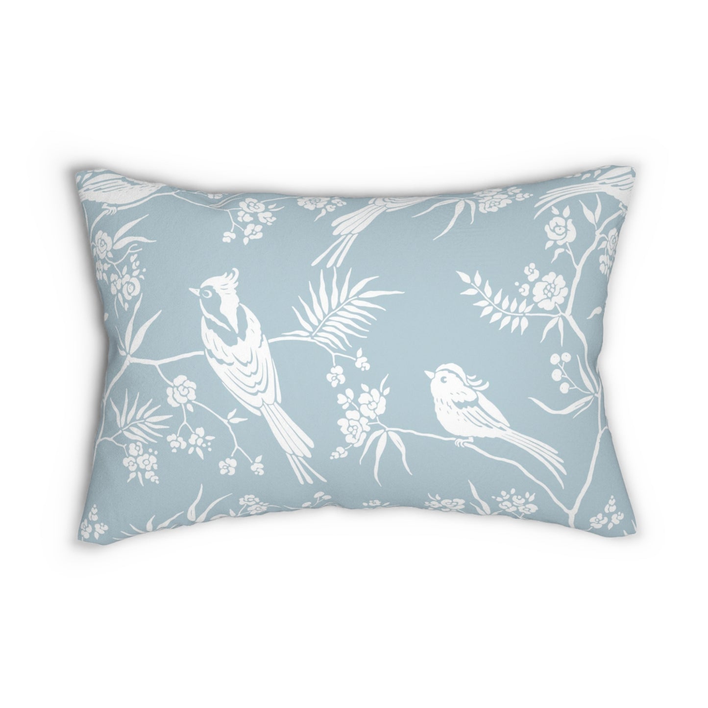 Oiseaux bleus et fleurs OREILLER ET HOUSSE - DÉCOR PRINTEMPS ORIENTAL
