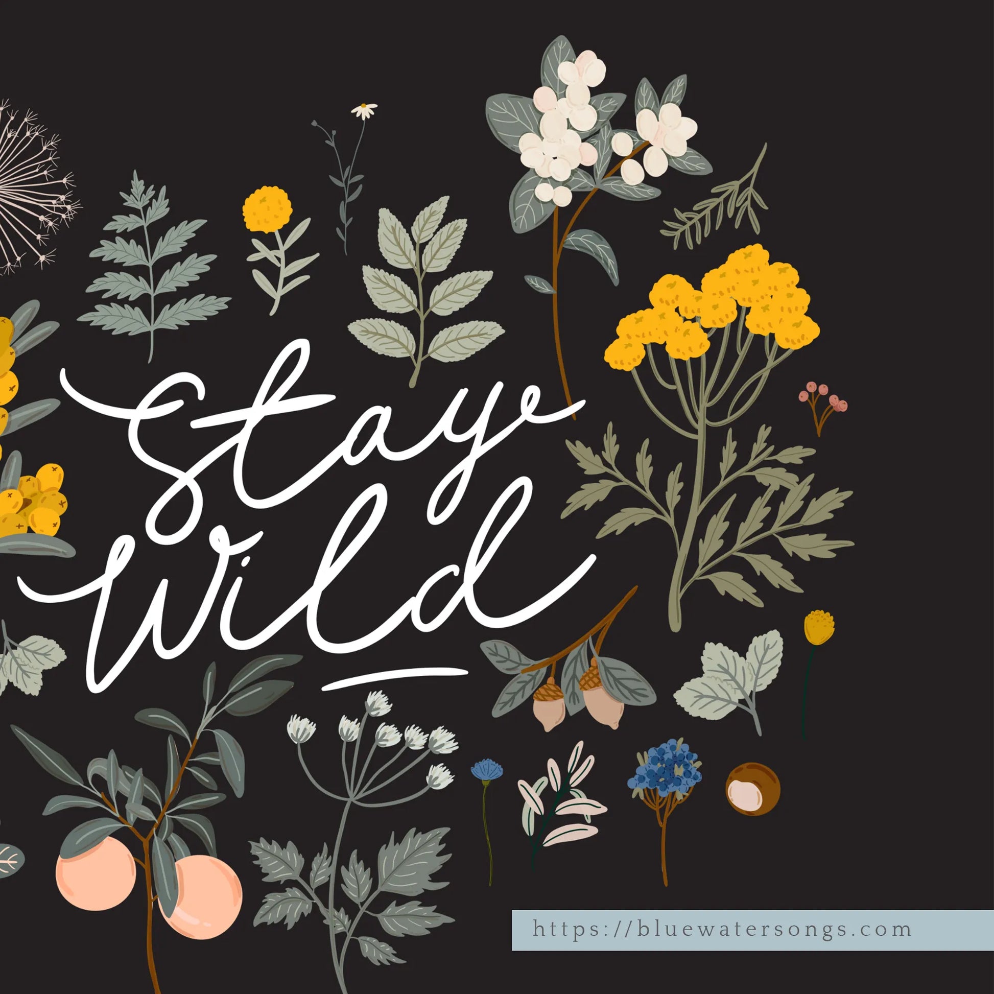 closer up Botanical stay wild poster from Blue Water Songs