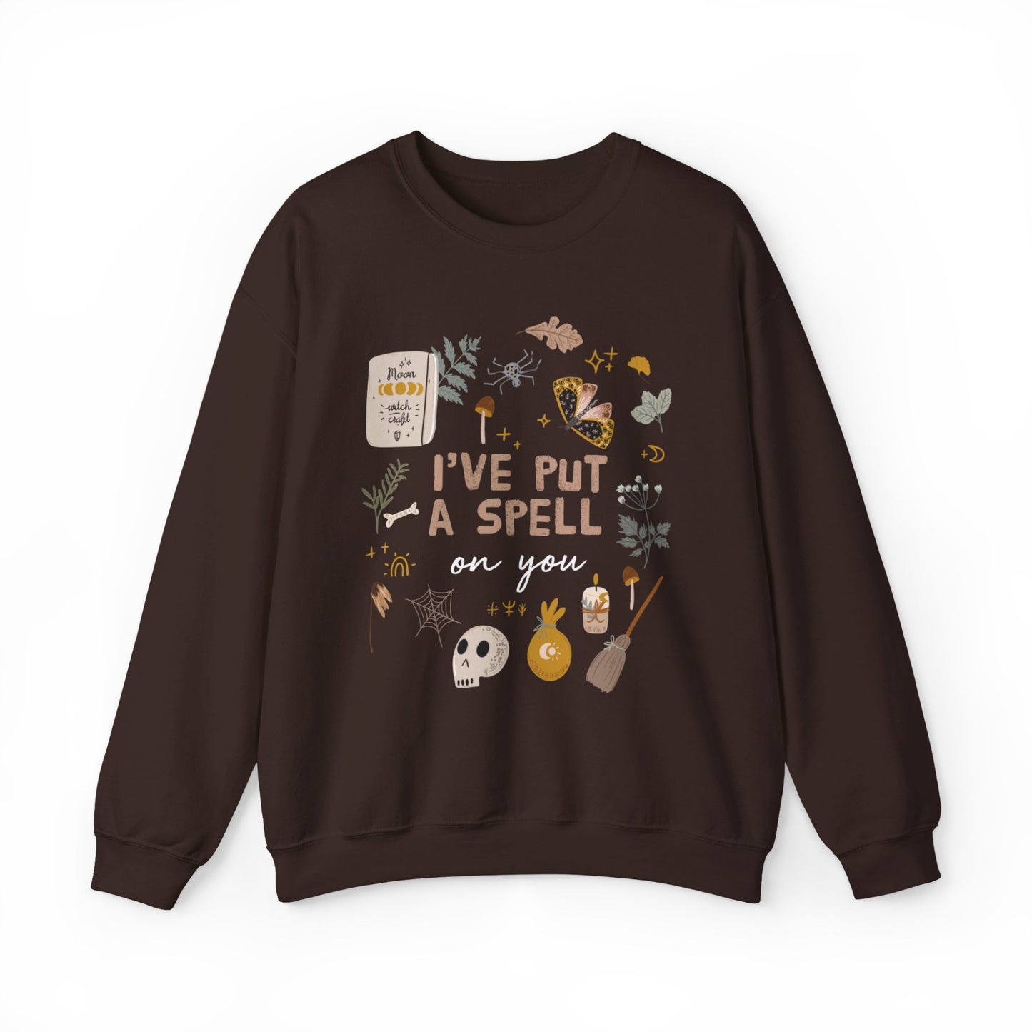 'I put a spell on you' Botanical Witch SWEATSHIRT from Blue Water Songs - brown color