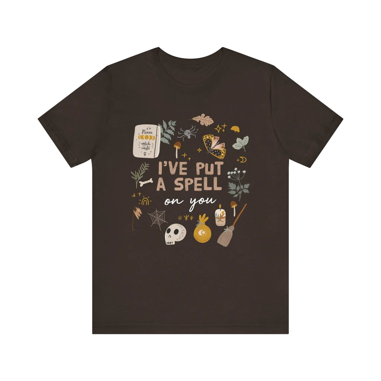 'I Put A Spell On You' Cottage witch T-SHIRT - brown