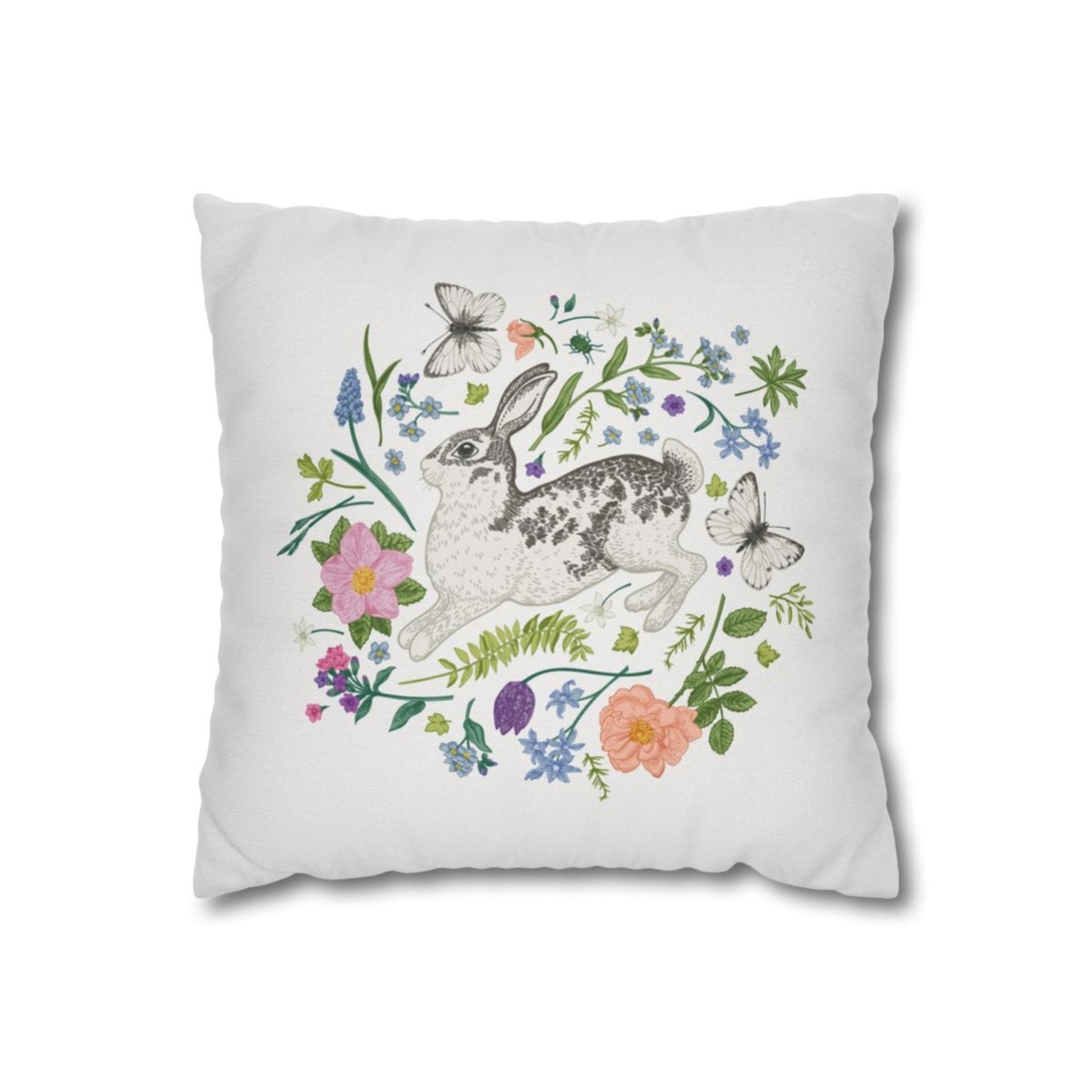 Bunny and Spring meadow PILLOW from Blue Water Songs