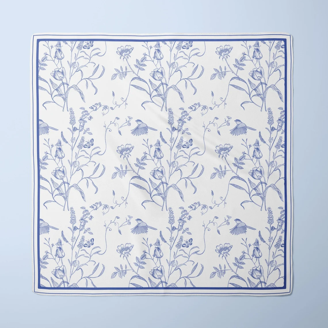 Blue Floral Silk SCARF from Blue Water Songs