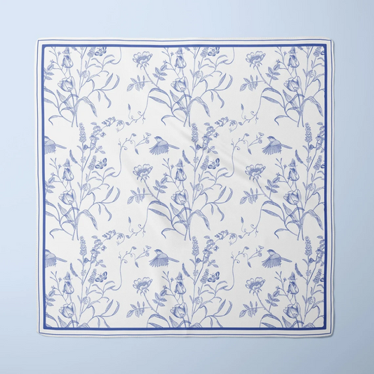 Blue Floral Silk SCARF from Blue Water Songs