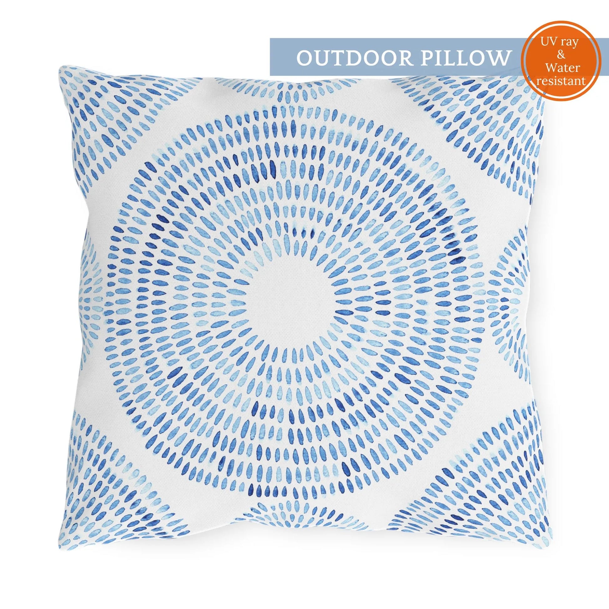 Blue Watercolor Hand-Painted Pattern| OUTDOOR PILLOW from Blue Water Songs