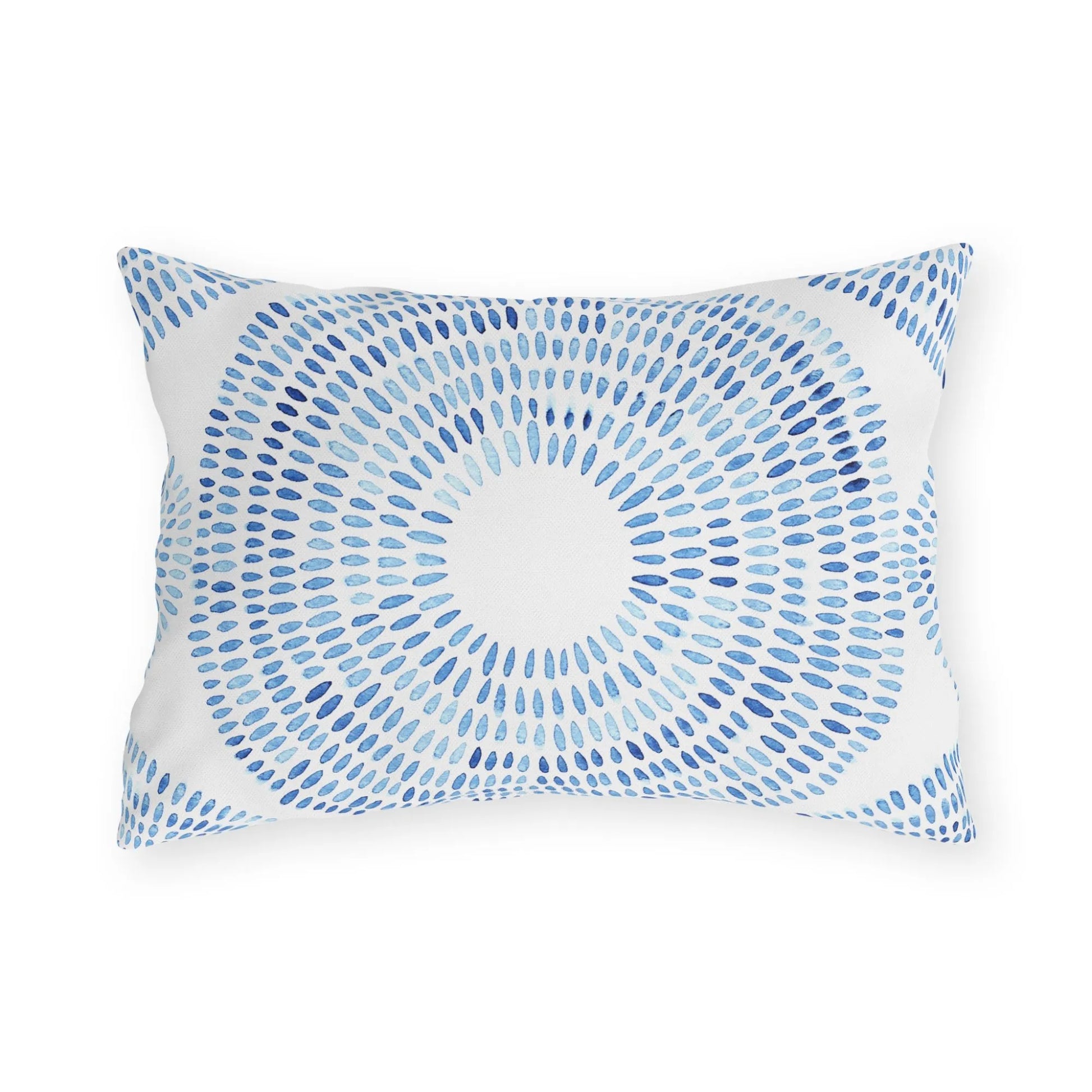 Blue Watercolor Hand-Painted Pattern| lumbar OUTDOOR PILLOW from Blue Water Songs