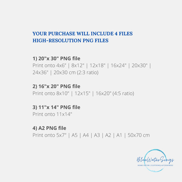 digital downloads sizes from Blue Water Songs