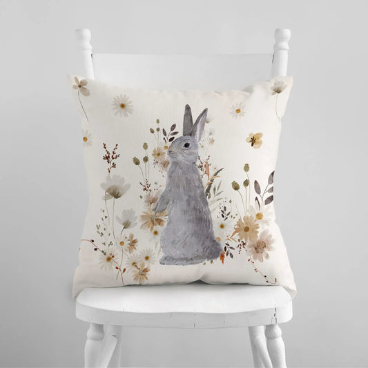 white chair with Bunny Fall Pillow Cover on it