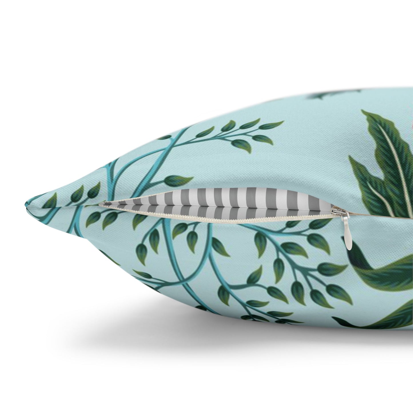 zipper side of Chinoiserie Blue Peacocks Chinoiserie PILLOW