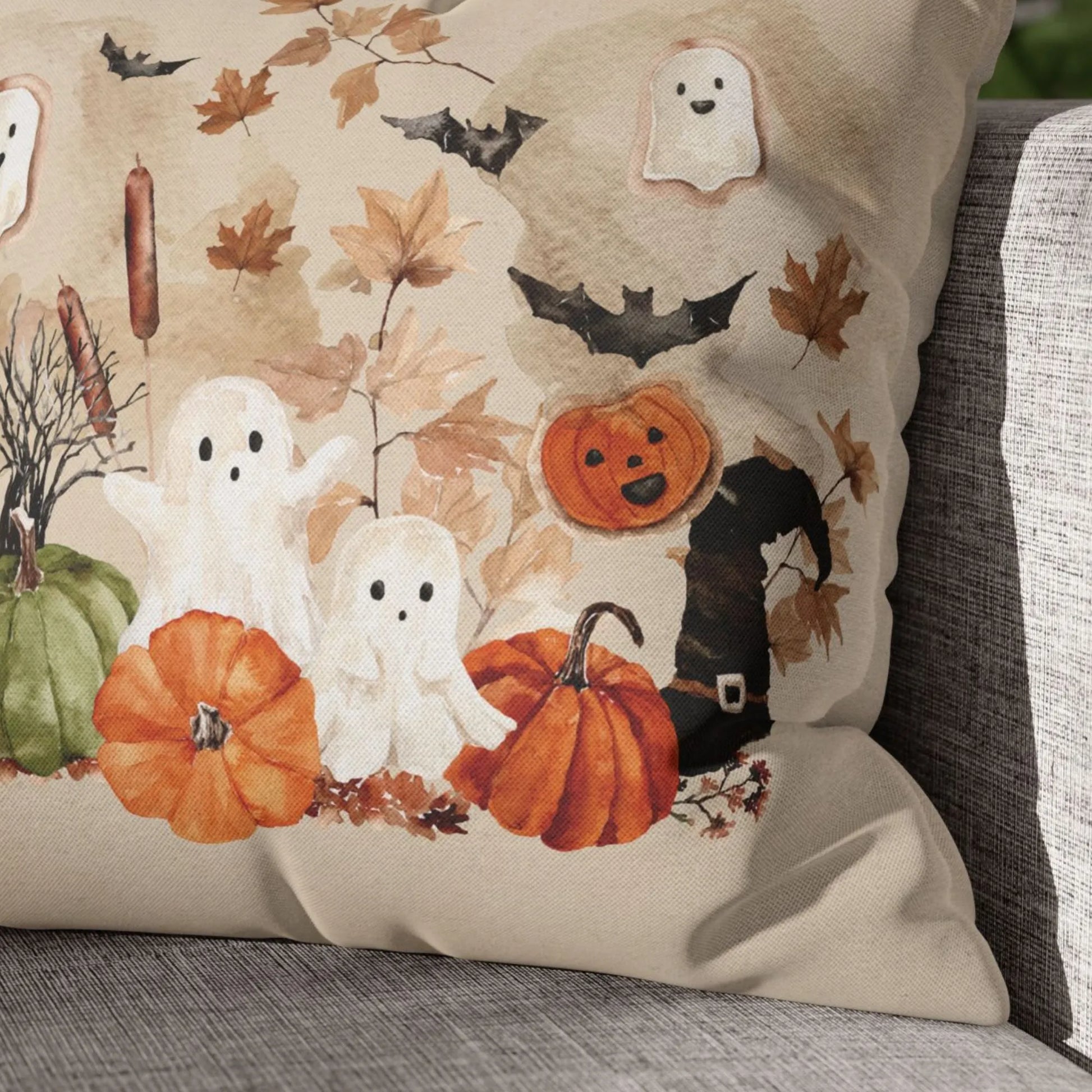 close up of Watercolor Cute Halloween PILLOW from Blue Water Songs