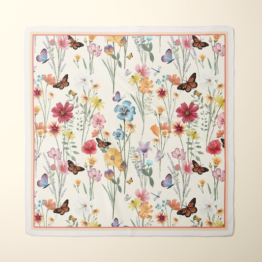 Colorful Botanical Wildflowers Silk SCARF from Blue Water Songs