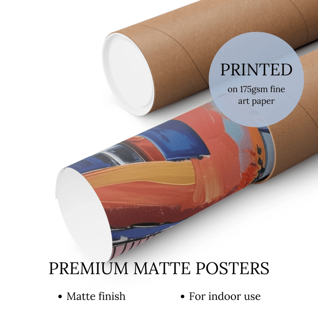 Colorful coastal Painting printed poster - WALL ART - Physical print rolled in premium matte poster tubes.