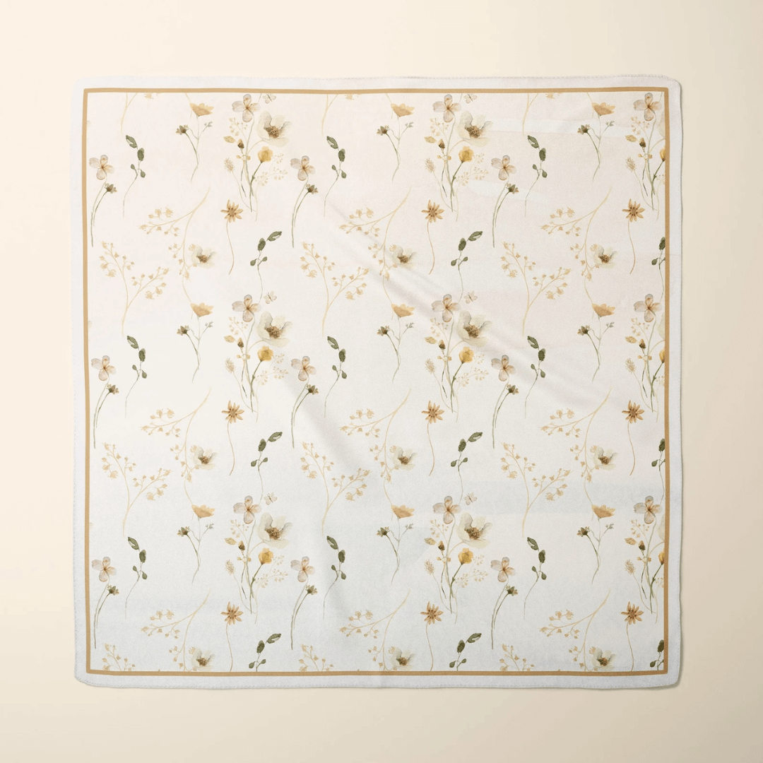 Cream watercolor Wildflowers Silk SCARF from Blue Water Songs