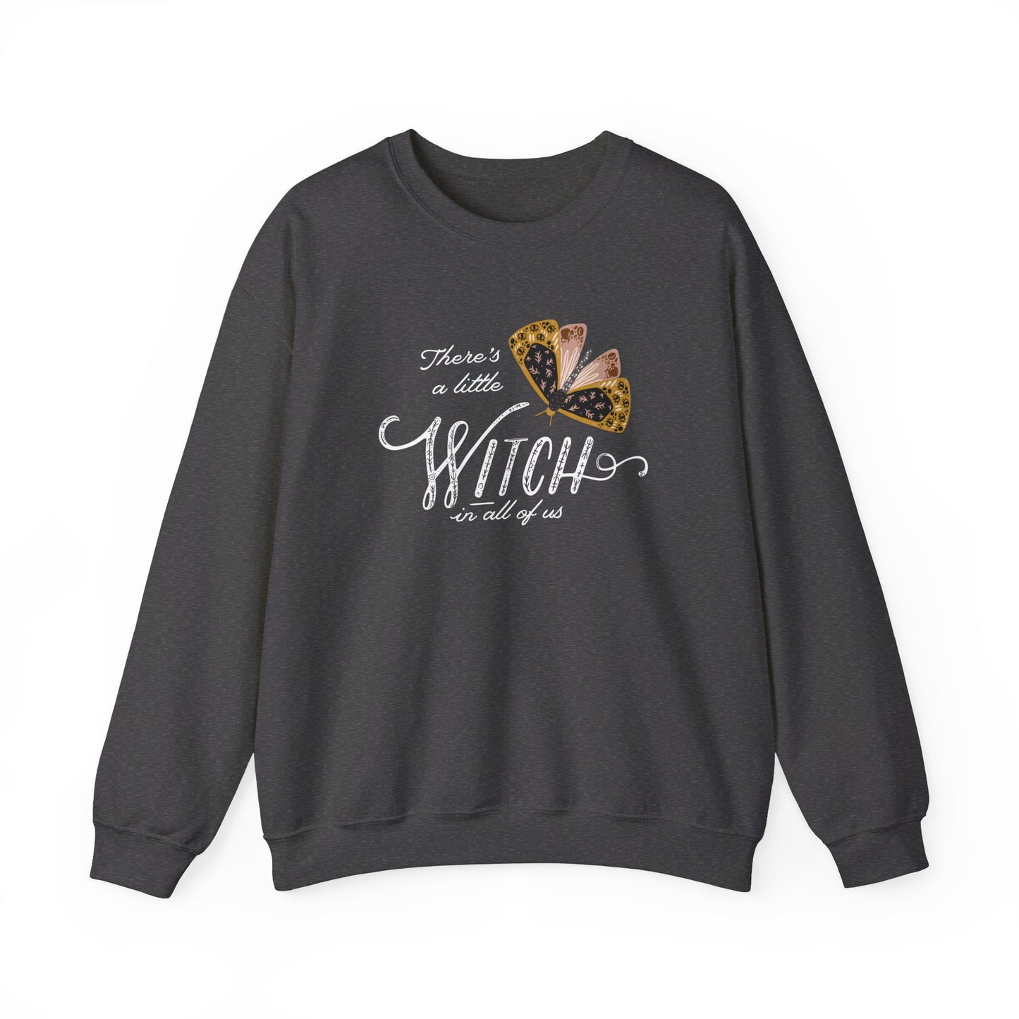 "There's a little witch in all of us" Moth Witch SWEATSHIRTS from Blue Water Songs - Dark heather