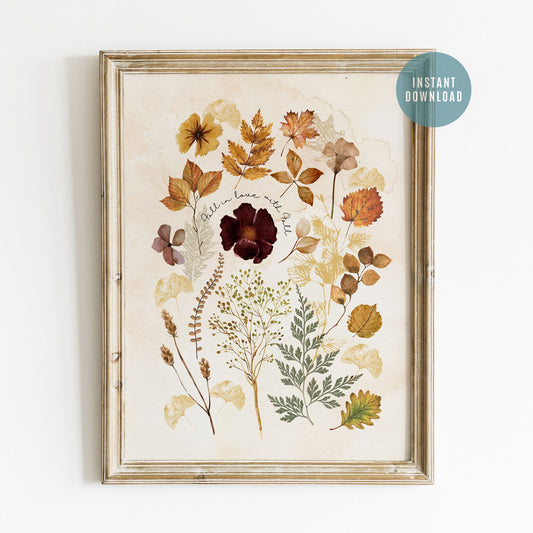 Botanical Fall leaves Art Print - DIGITAL DOWNLOAD from Blue Water Songs